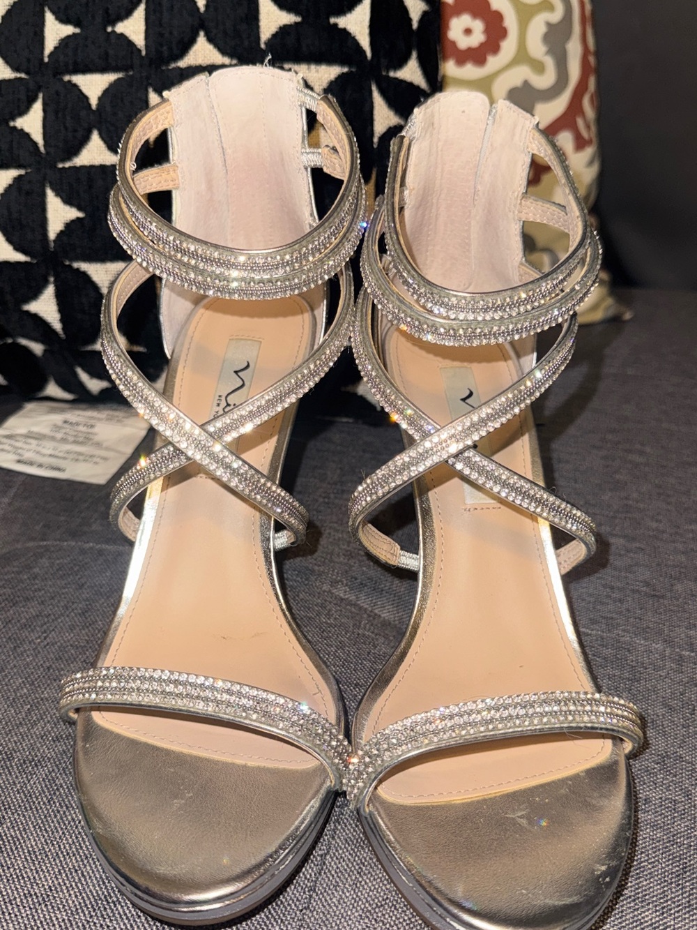Nina Silver Crystal-Strap High Heels
